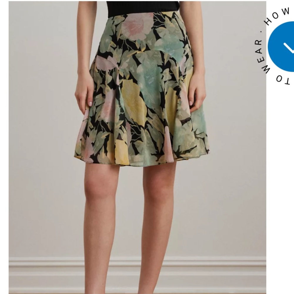 Lauren Ralph Lauren Floral Crinkle Georgette Skirt